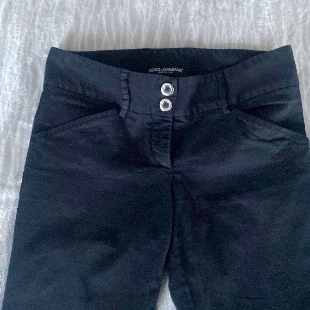 Dolce Gabbana womens black pants logo buttons size 40
